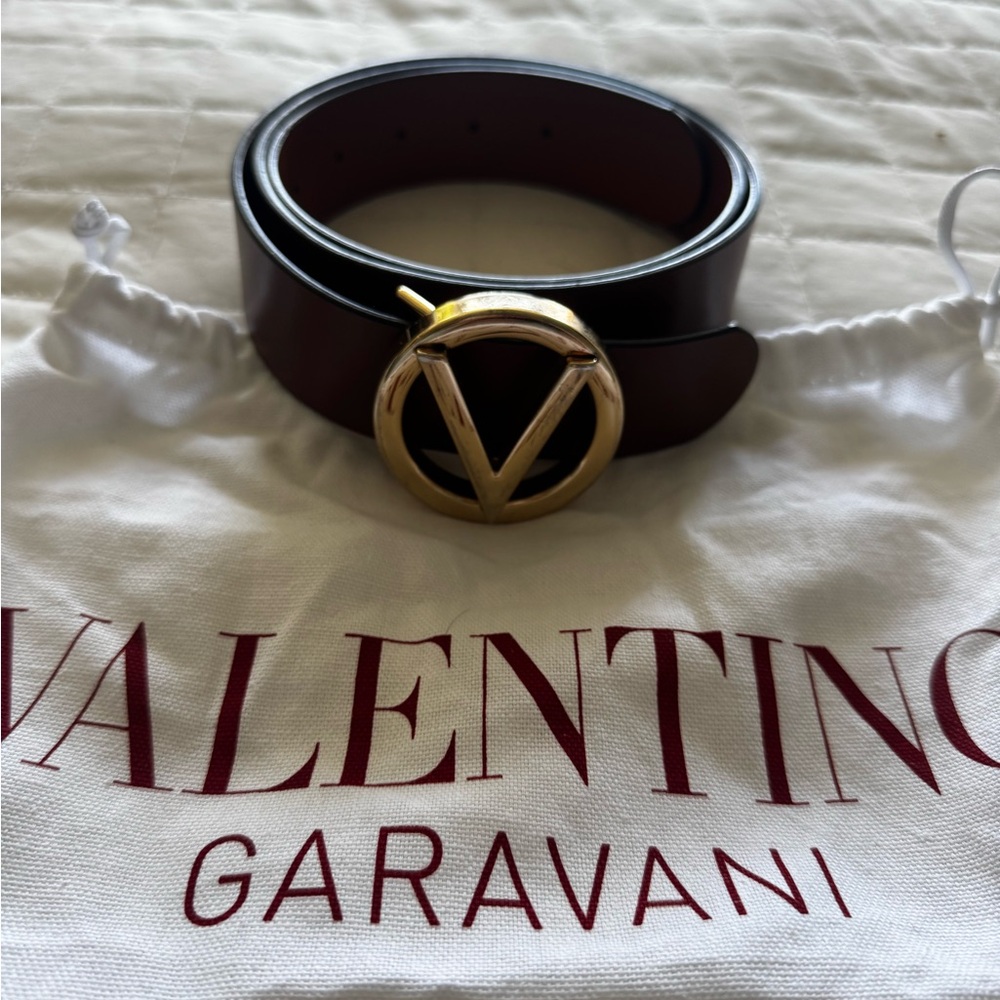 Valentino Brown Belt with Gold Buckle